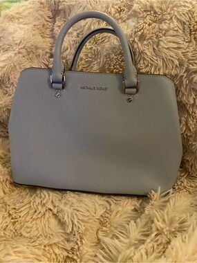EUC!!! Michael Kors Women's Light Blue Saffiano Leather Satchel with SILVER HW!!